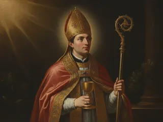 Pintura de estilo barroco: San Ricardo de Chichester, obispo, con un cáliz