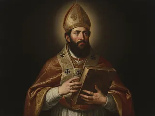 Pintura de estilo barroco: el papa San Julio I con un libro