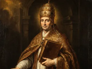 Pintura de estilo barroco: el papa San León IX con un libro