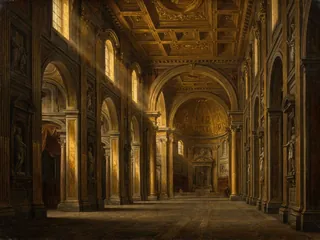 Pintura de estilo barroco: el interior de la basílica de San Juan de Letrán en Roma
