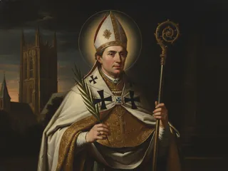 Pintura de estilo barroco: Santo Tomás Becket, arzobispo de Canterbury, con la palma